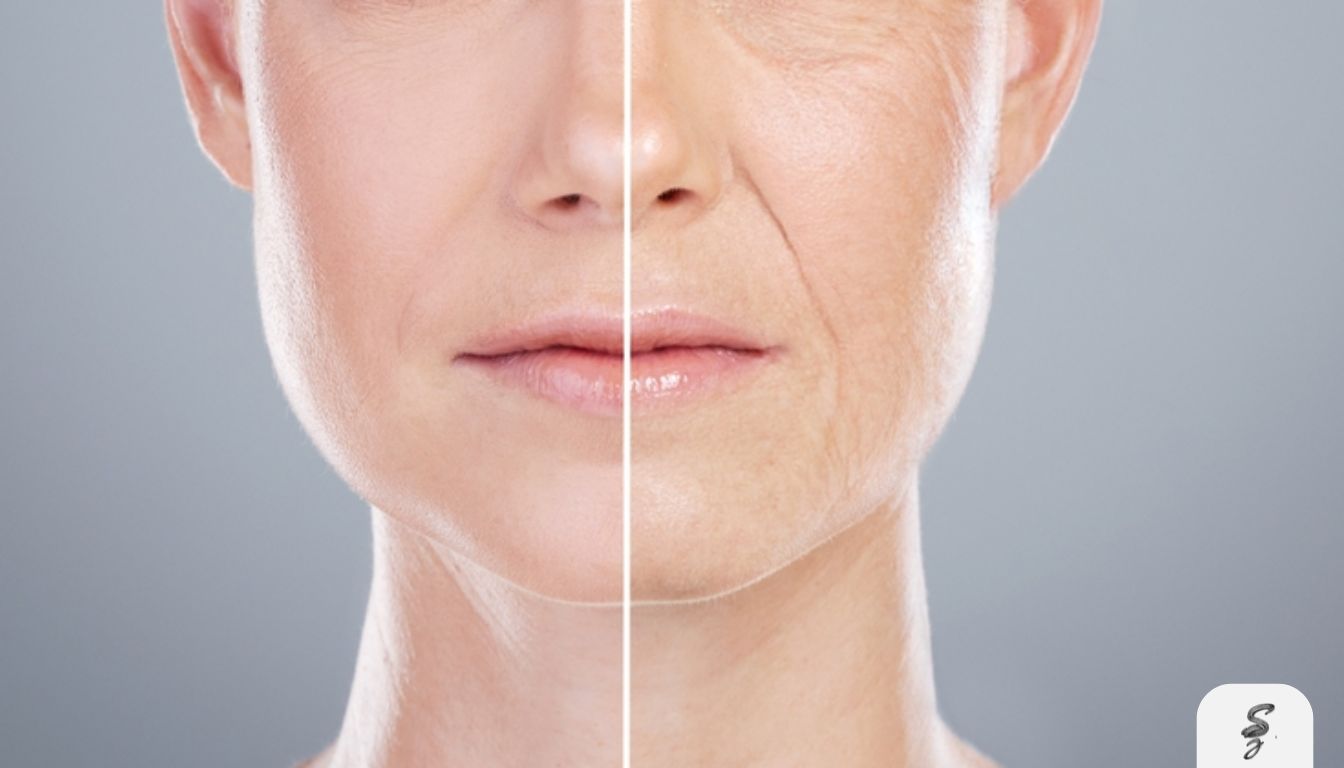 Close-up of a woman's refined lower face and neck, with smooth skin and improved contour, subtly indicating results from advanced non-surgical anti-aging treatments.