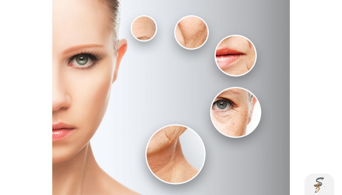 A vibrant and elegant woman in her late 40s, smiling confidently in a sophisticated outdoor Dubai setting, symbolizing empowerment and successful anti-aging.