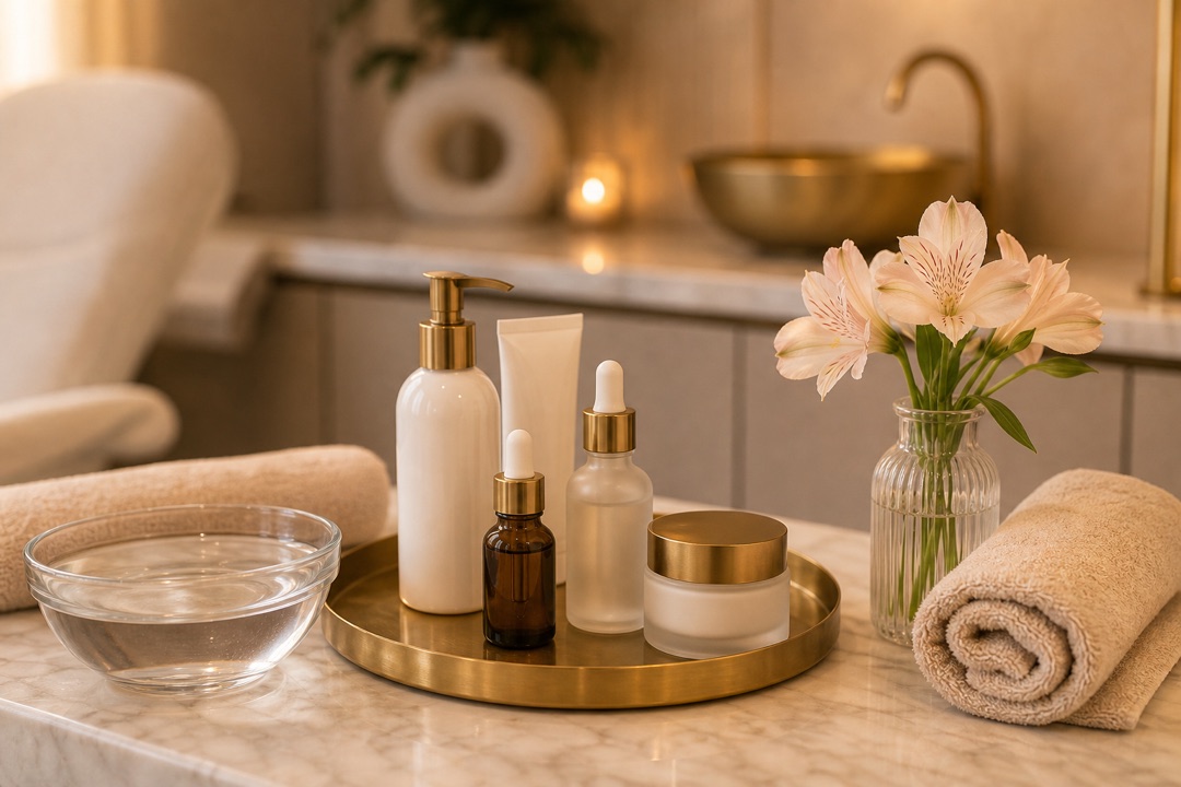 Warm skincare still life for acne-prone skin and barrier care