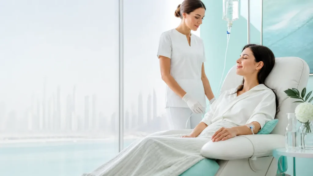Detox IV drip therapy in a Dubai wellness clinic