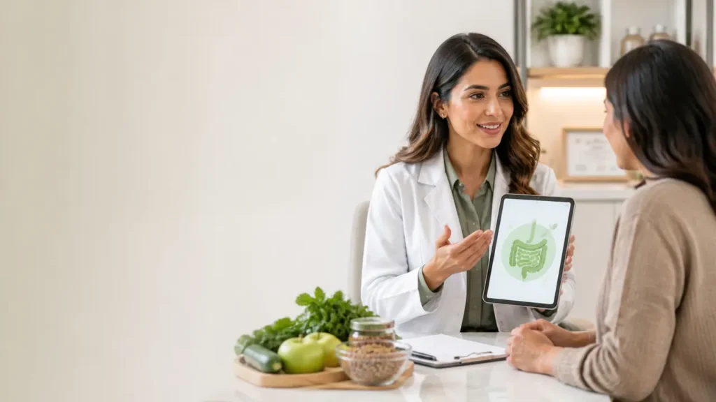 Nutrition consultation about gut health in a Dubai clinic